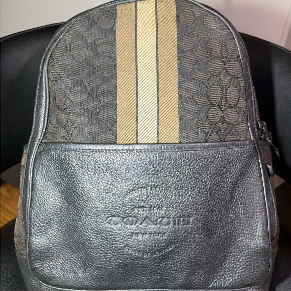 Coach Backpack C5389 Black Elm multi leather & signature canvas